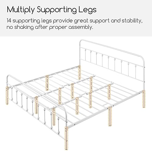 Yaheetech Classic Metal Platform Bed Frame with Victorian Headboard, Full Size Black T81083