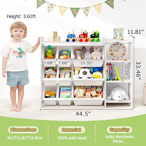 MallBest 4-Tier Kids' Toy Storage Organizer Shelf with 9 Plastic Bins F1027