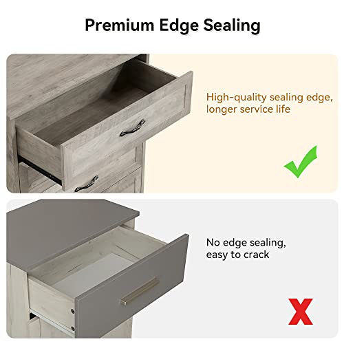 Grey Wood Dresser with 6 Drawers for Bedroom P8885