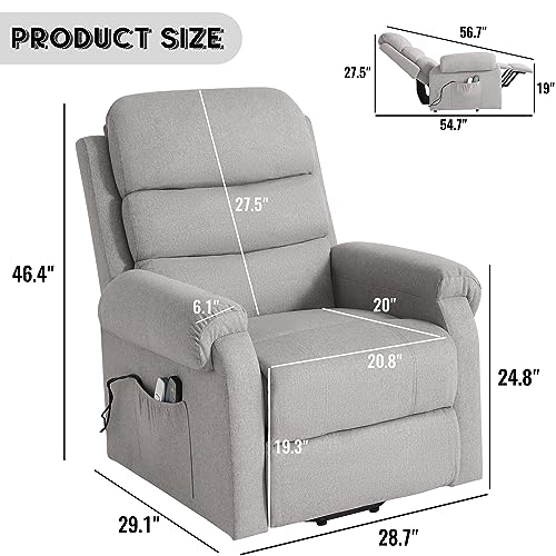 Power Lift Recliner Chair for Elderly with Heat and Massage, Dark Blue Y6453