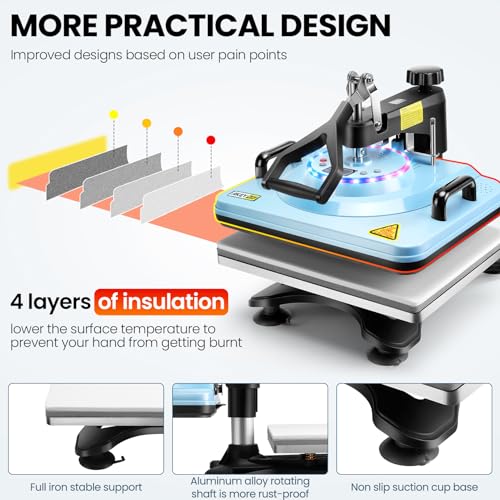AKEYDIY Heat Press Machine 12''x15'' for T Shirts, Mugs, Plates, Caps U3681