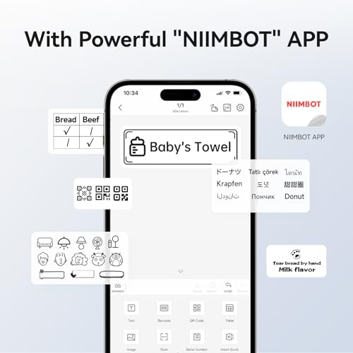 NIIMBOT B1 Label Maker, 2 Inch Bluetooth Thermal Label Printer N79312