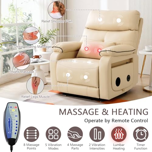 Dual Motor Power Lift Recliner Chair with Heat & Massage, Beige G98490
