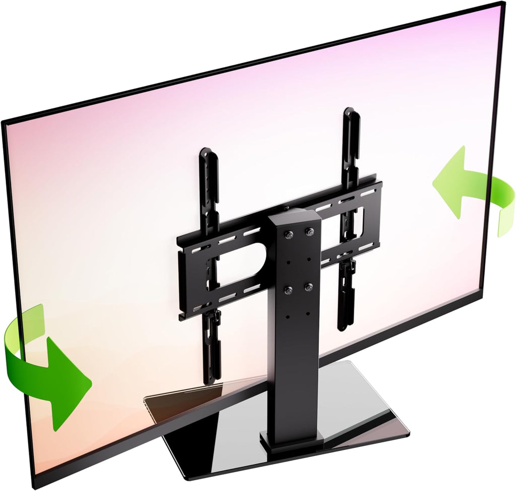 Swivel Universal TV Stand/Base,Height Adjustable TV Mount Stand for 23-55 inch TVs,TV Mount Stand with Tempered Glass Base,VESA 400x400mm,Holds up to 88lbs Screens,BLACK
