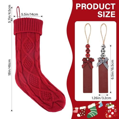 6PACK 18Inch Cable Knitted Christmas Stockings for Holiday Party and Home Decor G821792