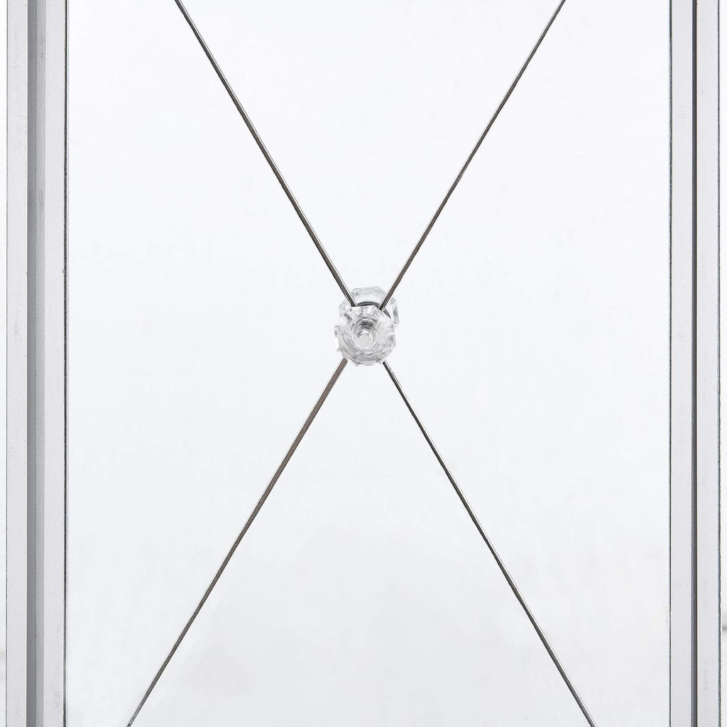 SEI FURNITURE Mirage Cabinet, Mirrored with Matte Silver Trim T84358