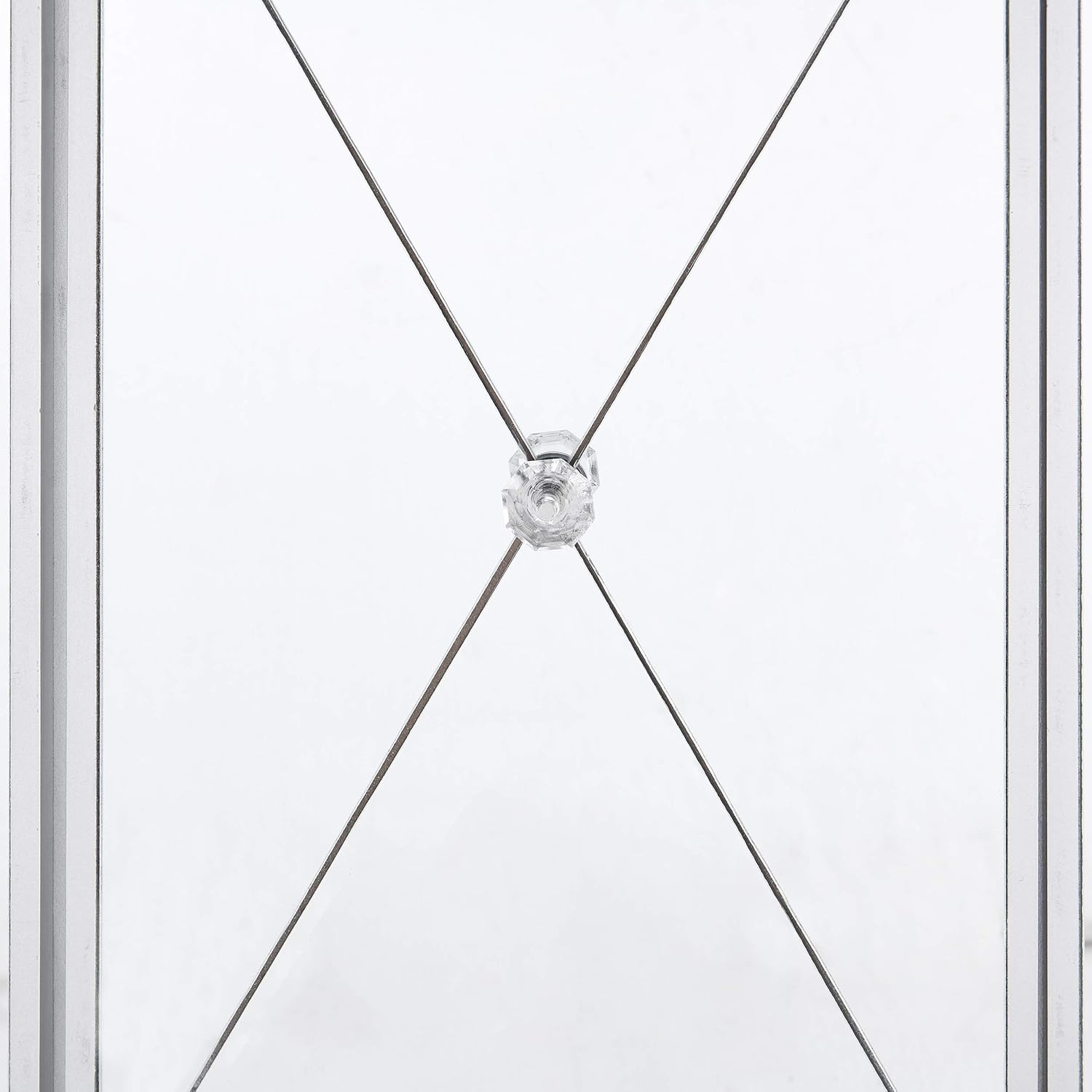 SEI FURNITURE Mirage Cabinet, Mirrored with Matte Silver Trim T84358