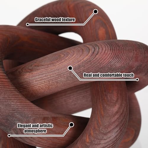 Hand Carved Wood Chain Link Decor for Coffee Table Shelf (Black) P51931