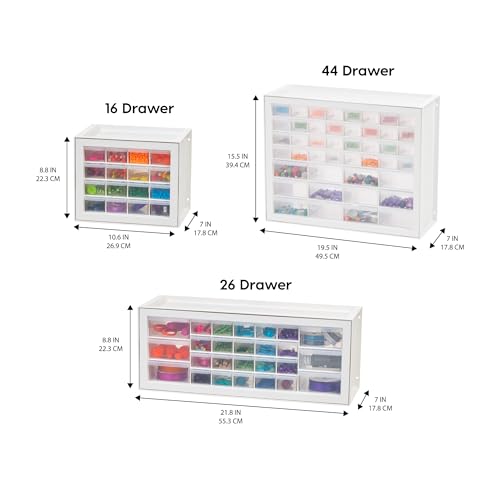 IRIS USA Plastic Drawer Storage Organizer, 24-Drawer Cabinet, White L6685