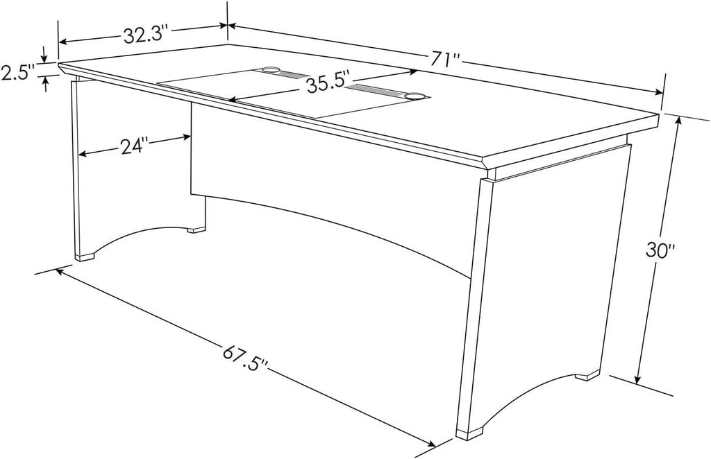 ZURI Modern Washington Black Oak Wood Desk with Leather Writing Pad C69776