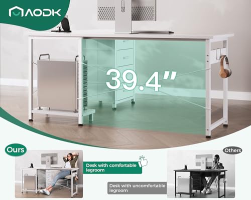 AODK L Shaped Gaming Desk with 4 Drawers, Power Outlets, Black P81263