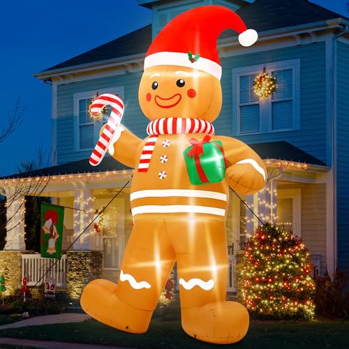 Giant Inflatable Santa Claus with LED Lights Outdoor Christmas Decorations W1618