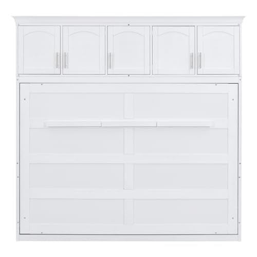 Full Size Murphy Bed with Storage Cabinet, White X533