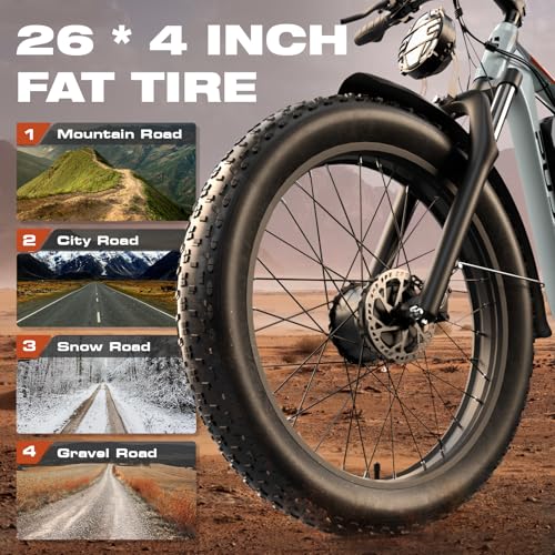 3000W Dual Motors Electric Bike for Adults, 52V 25Ah 26" Fat Tire Full Suspension L397237