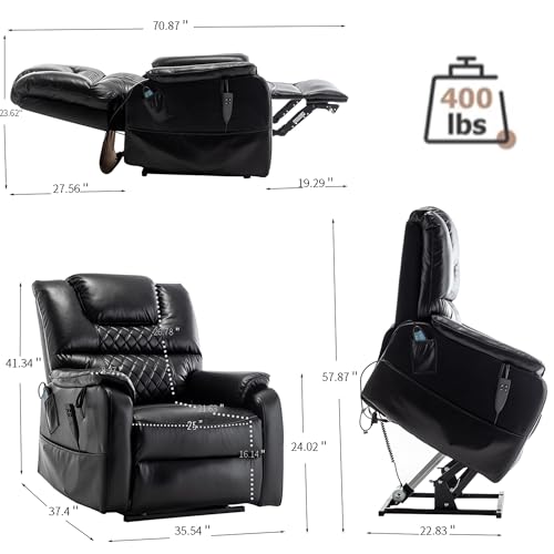 Lift Chair Recliner with Massage and Heat, Heavy Duty for Seniors, Brown V12888