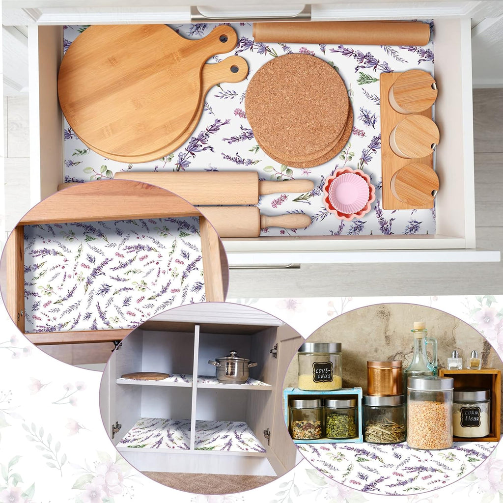 BBTO 20 Sheet Fragrant Drawer Liners for Dresser Scented Cabinet Liners for Shelves 15.8x22 Paper Liner for Drawers and Cabinets Non Adhesive Drawer Paper Liner for Home Shelf Close (Lavender) V58544