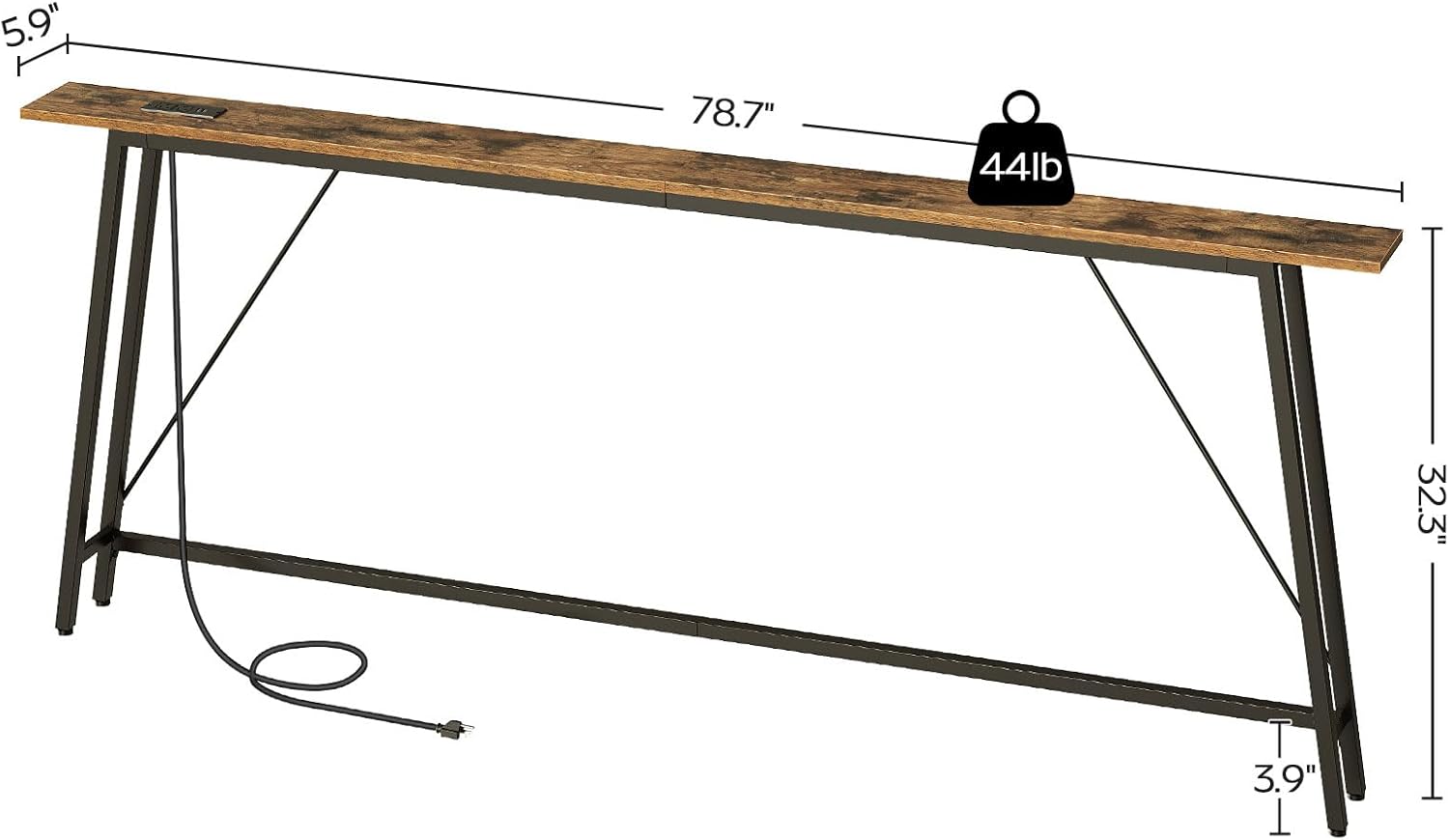 78.7" Console Table with Power Outlets Bundle, Narrow Entryway & Sofa Table T29954