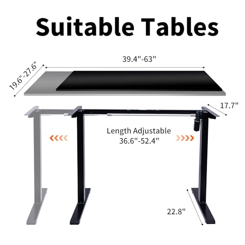 Electric Standing Desk Frame Height Adjustable Black Y740