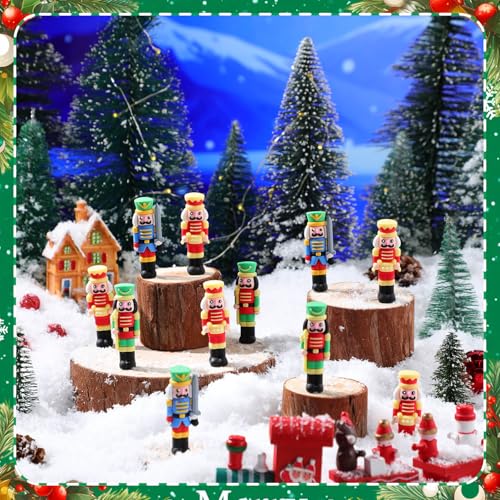 Chunful 60 Pcs Mini Christmas Nutcracker Soldier Figurines for Tree Tabletop Decor L8324