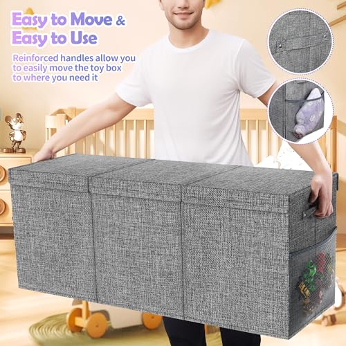 Extra Large Collapsible Toy Box with Lids, Gray P45959