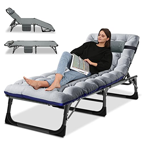 Portable Folding Camping Cot, Adjustable Reclining Chaise with Pillow U54731