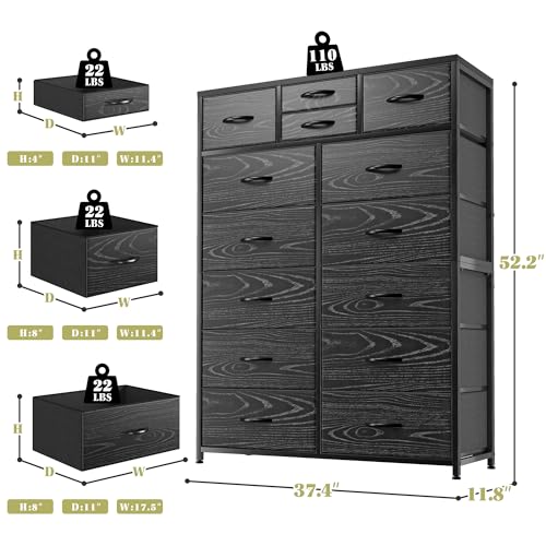 EnHomee Pink Tall Dresser with 14 Drawers, Metal Frame and Wooden Top Y156483