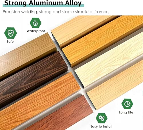 Room Divider Wood Grain Screen Partition with Aluminum Alloy Frame N54599