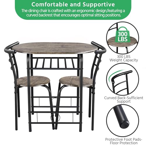 Yaheetech 3-Piece Dining Table Set with 2 Chairs, White X5971