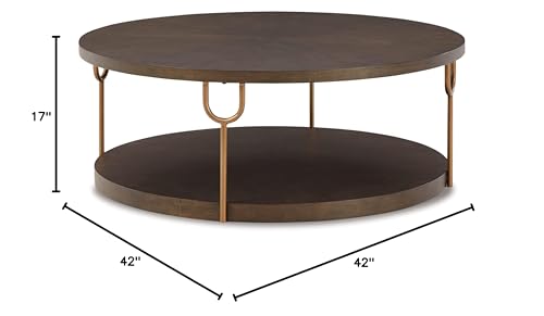 Signature Design by Ashley Ranoka Round 42" Coffee Table, Goldtone Finish O305