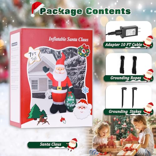 7 FT Christmas Inflatable Santa Claus with LED Lights Indoor Outdoor Decoration M468