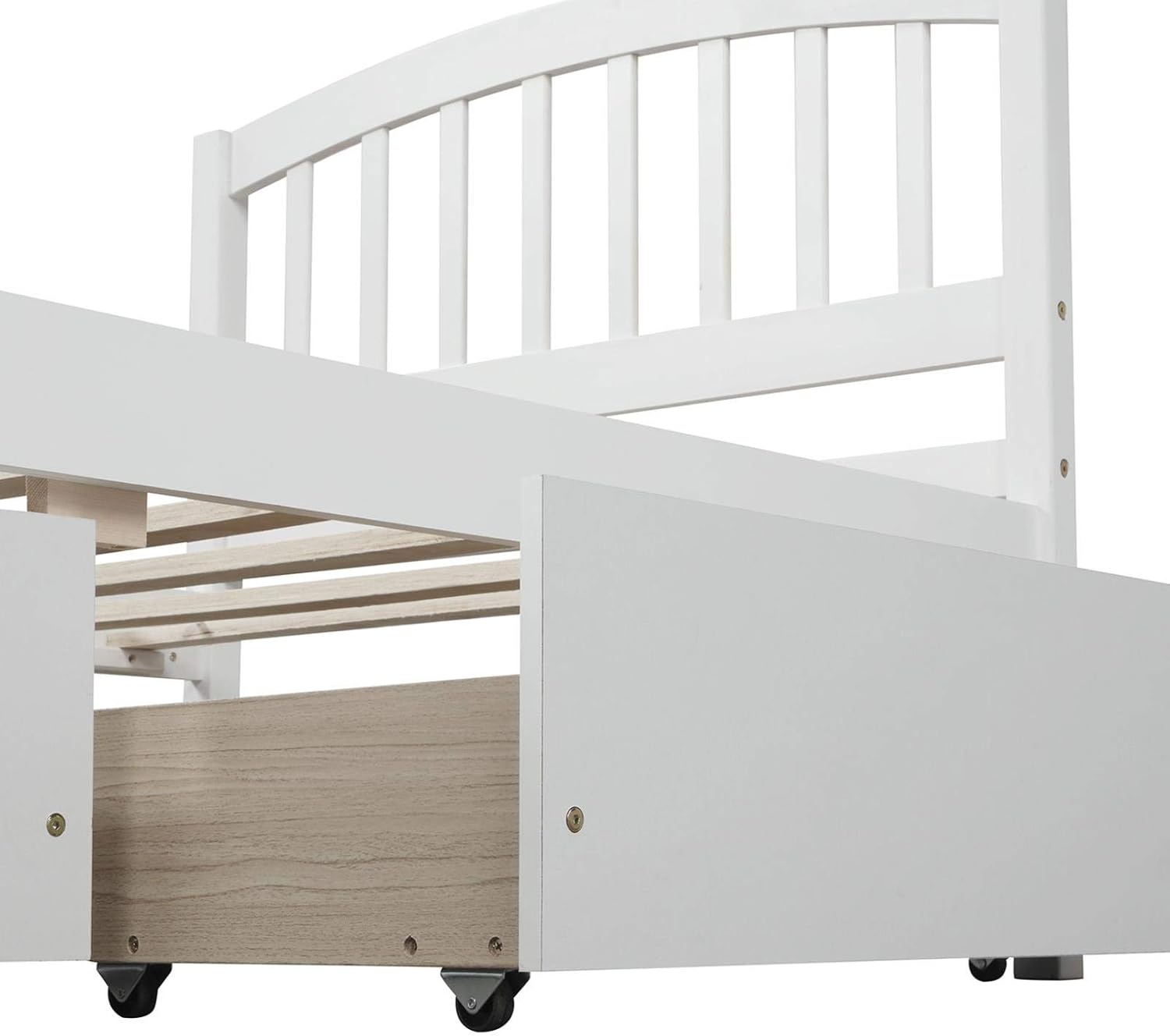 White Double Bed Frame with Storage Drawers and Headboard A3646