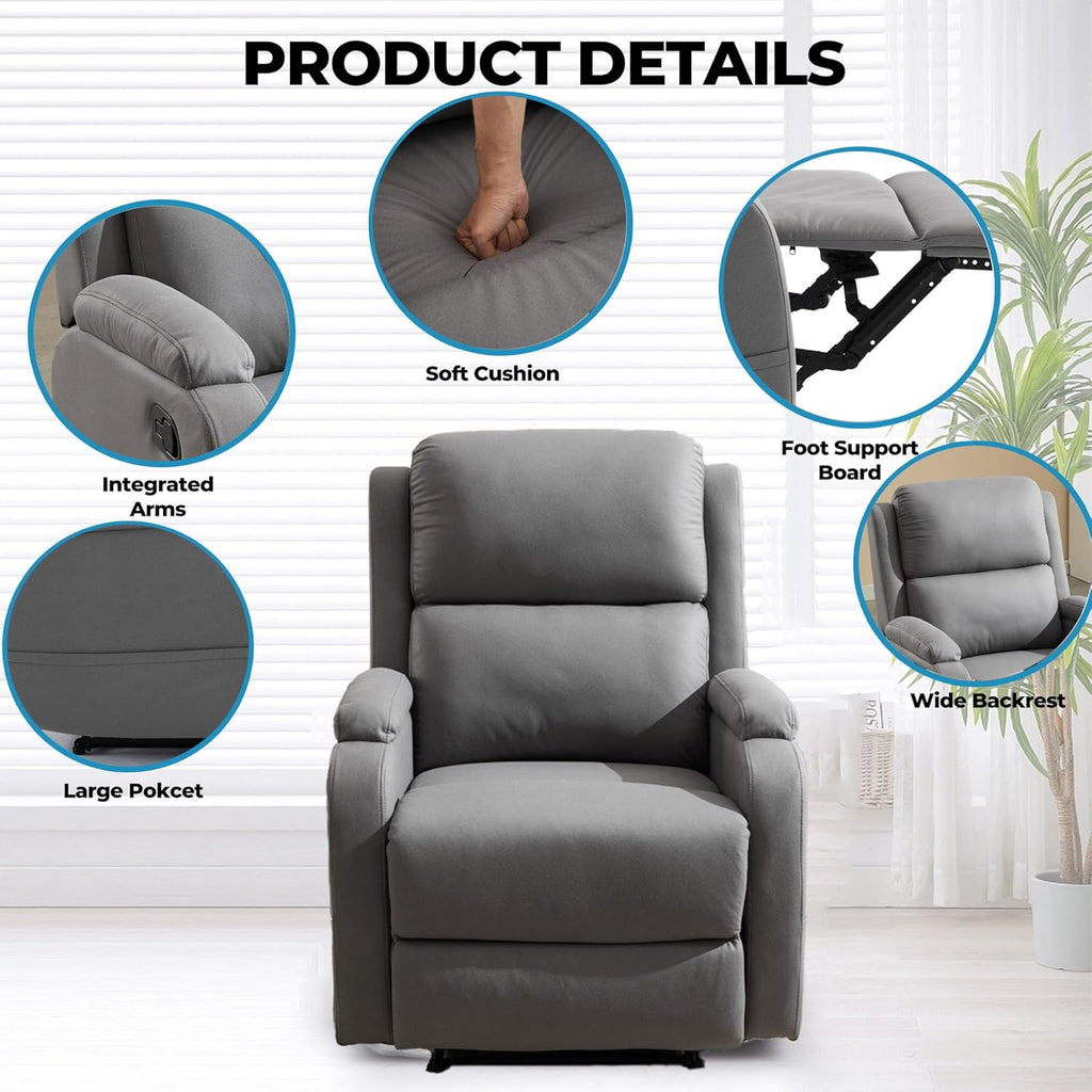 Lazy Boy Leather Recliner Chair for Adults with Adjustable Backrest N3274