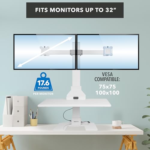 Mount-It! Electric Standing Desk Converter - Motorized Sit-Stand Desk Riser with Monitor Mount, 32" V46023