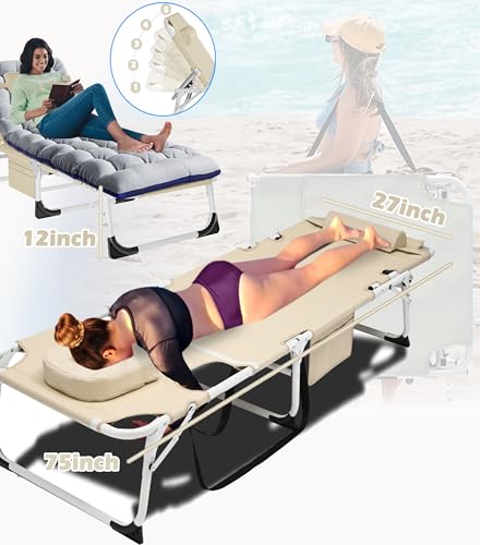ABORON Oversized Folding Camping Cot for Adults, Double Layer 1200D, with Mat & Carrying Bag S2407