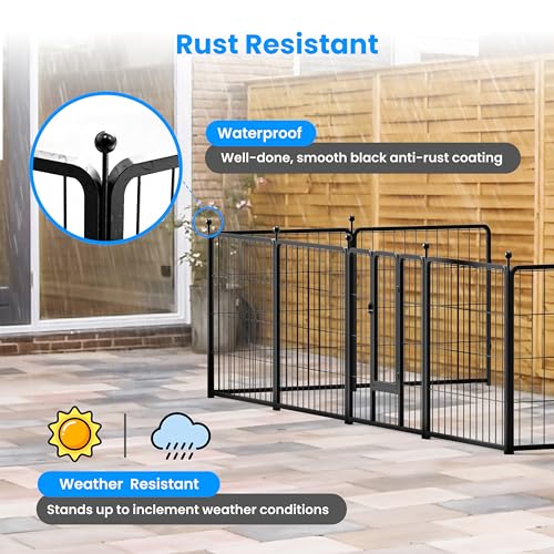 HealSmart Dog Playpen Indoor 32" Height 8 Panels for Small/Medium Dogs, Black J454