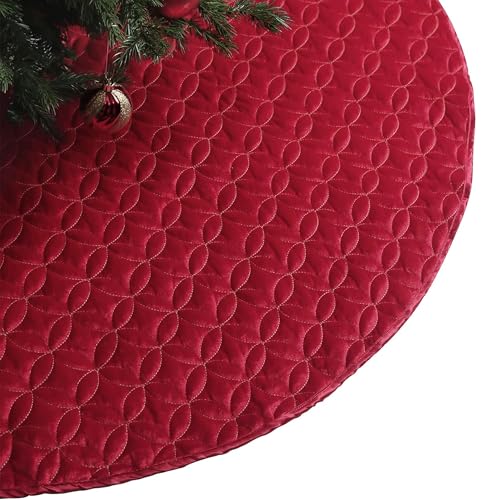 Valery Madelyn Christmas Tree Skirt 36 Inch Red Gold Velvet O2012