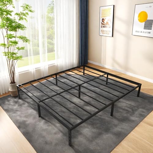 Full Size Metal Platform Bed Frame with Headboard, Black U138819