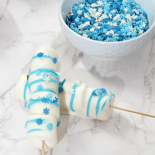 Snowflake Confetti Sprinkles - 1.2 Pounds - Blue & White Jimmies for Baking A6962