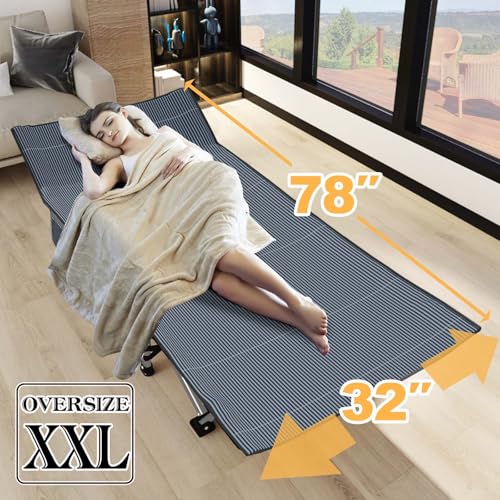 LILYPELLE Folding Camping Cot, Extra Wide Heavy Duty with Carry Bag Z15817