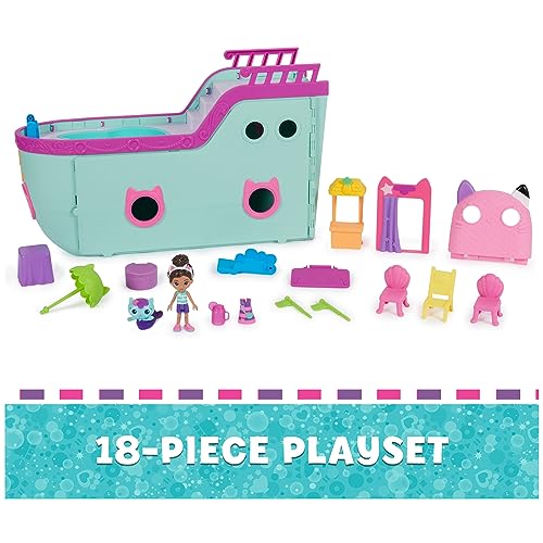 Gabby's Dollhouse Travel Themed Figure Set with Gabby Doll, 5 Cat Toys & Accessories C7473