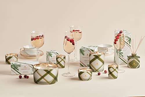 Thymes Frasier Fir Candle – Frosted Plaid Jar – Scented Holiday Candle (6.5 oz) D710