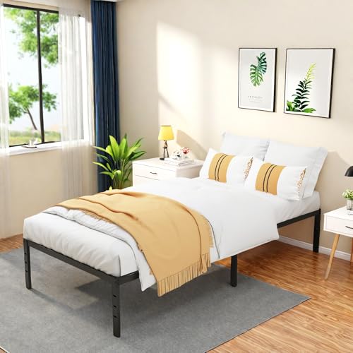 Full Size Metal Platform Bed Frame with Headboard, Black U138819