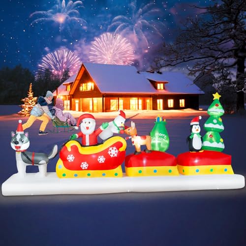 B&D 12FT Giant Christmas Inflatables Snowman Outdoor Decorations with Rotating LED Lights B36000