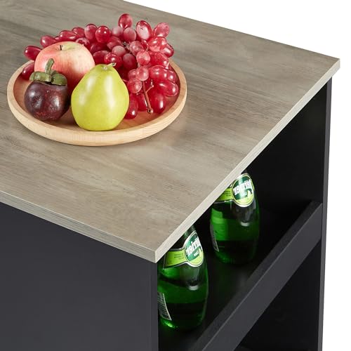 VECELO Small Bar Table and Chairs with Stools, Gray S8817