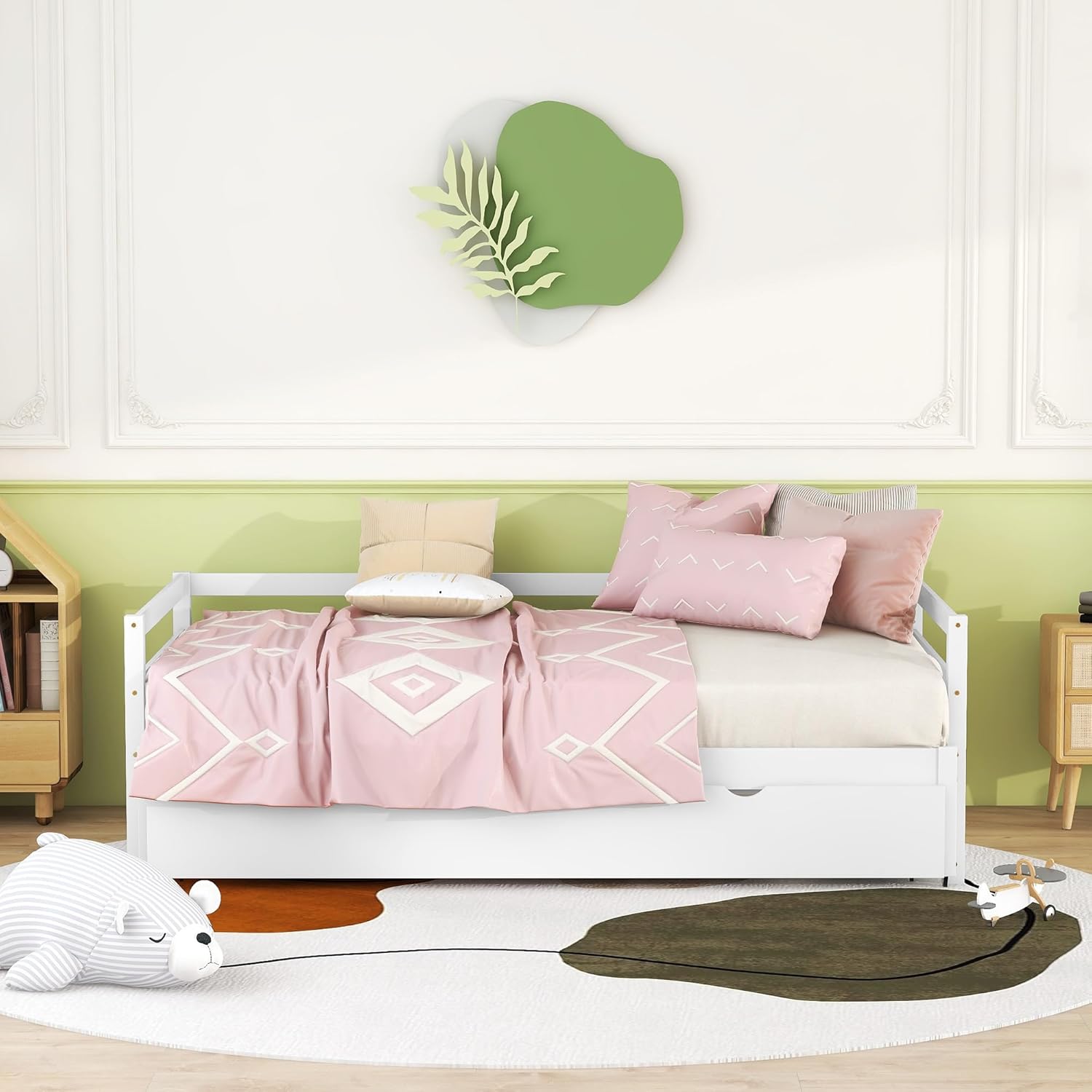 Twin to Double Extendable Daybed with Pull Out Trundle, White O55096