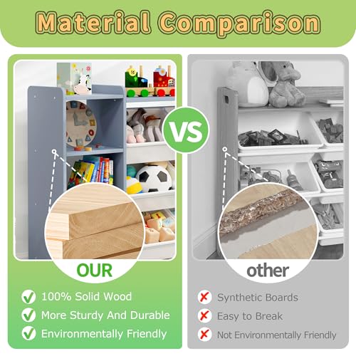 MallBest 4-Tier Kids' Toy Storage Organizer Shelf with 9 Plastic Bins F1027