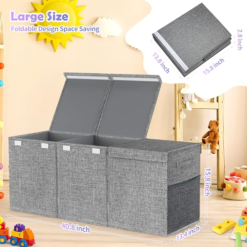 Extra Large Collapsible Toy Box with Lids, Gray P45959