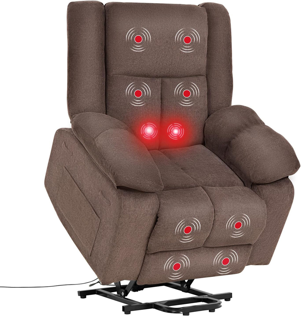 PayLessHere Electric Power Lift Recliner Chair with Massage and Heat, Standing Assistance for Elderly People, Extended Footrest Chair for Living Room Comfy Overstuffed Recliner