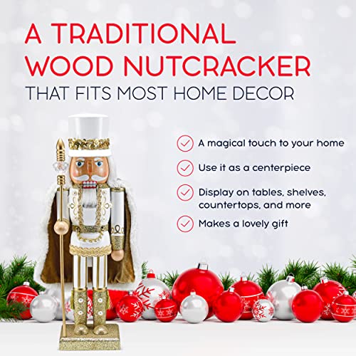 Ornativity Christmas Gold King Nutcracker 14" Glittered Wooden Figure H15271