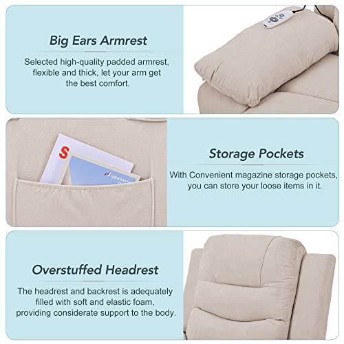 Power Lift Recliner Chair with Massage and Heat for Elderly, Beige C7169